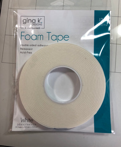 Foam Tape, White, 3/8 in x 12 ft, Gina K. Designs
