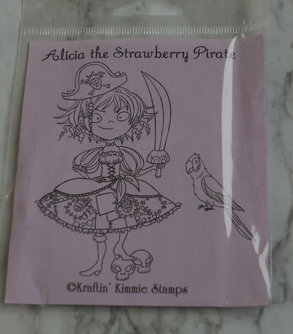 Alicia the Strawberry Pirate Stamp, Kraftin' Kimmie Stamps