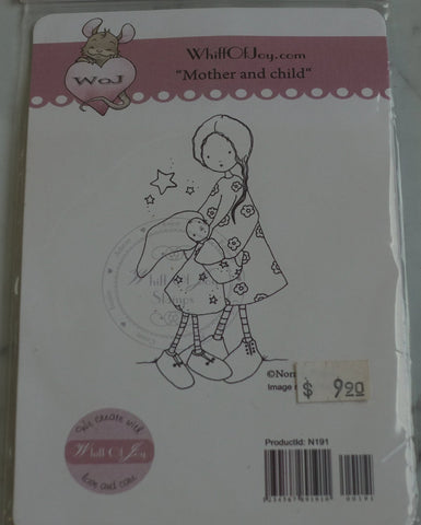 Mother and Child Rubber Stamp, Design by Norma Fickel, Whiff of Joy Rubber Stamps
