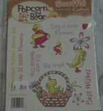 Say It With Flowers, Souffle, Popcorn the Bear Rubber Stamp Set by Crafter's Companion