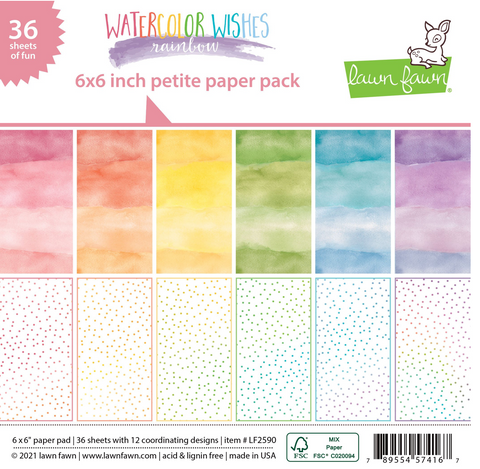 Watercolor Wishes Rainbow Petite Paper Pack, Lawn Fawn