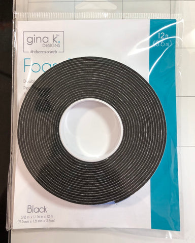 Foam Tape, Black, 3/8 in x 12 ft, Gina K. Designs