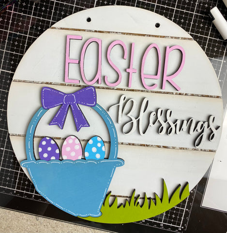 Easter Blessings Round Sign